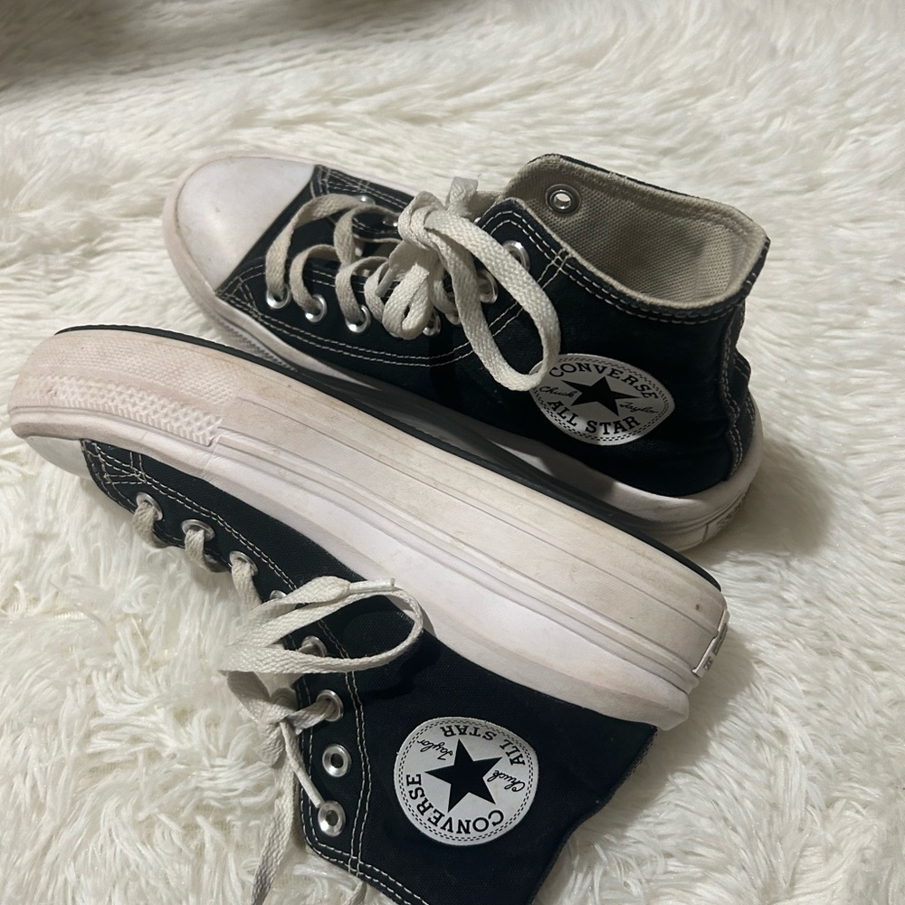 Converse platform Black High-Top Sneakers with White Accents size 7